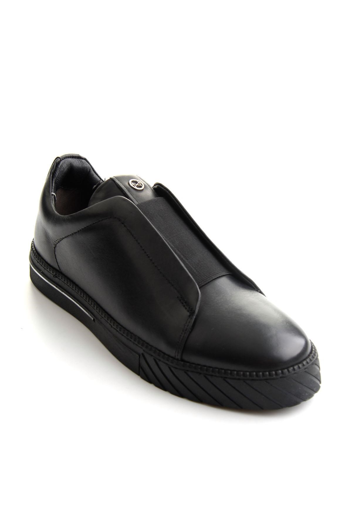 Siyah Antik Hakiki Deri Erkek Sneaker E01610197141