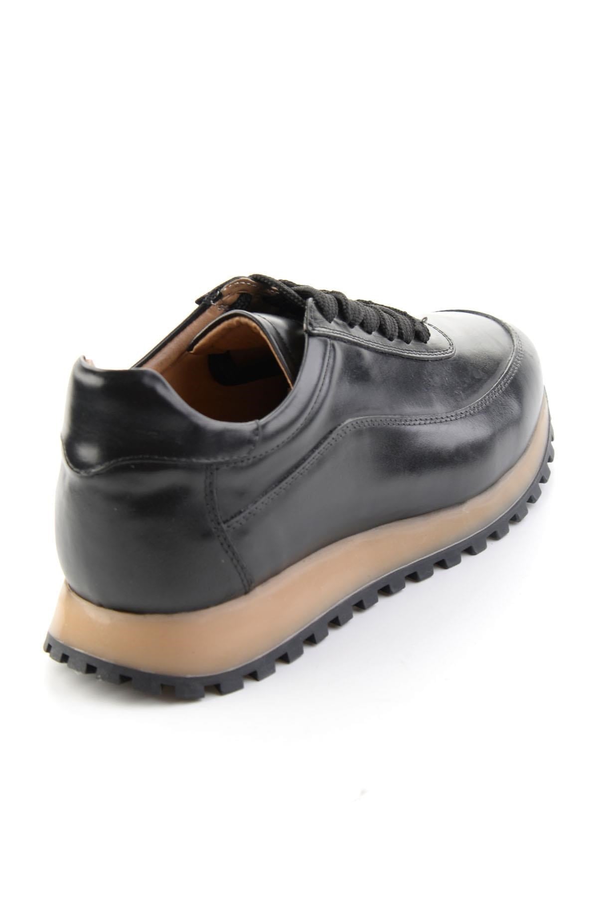 Siyah Antik Hakiki Deri Erkek Sneaker E01600003541
