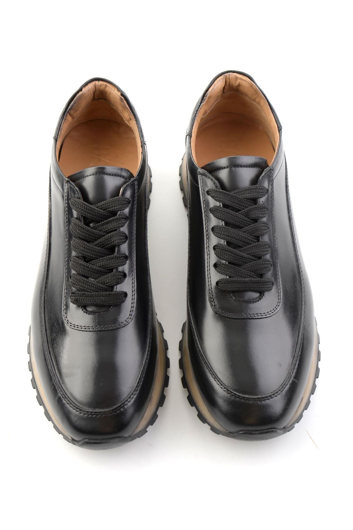 Siyah Antik Hakiki Deri Erkek Sneaker E01600003541