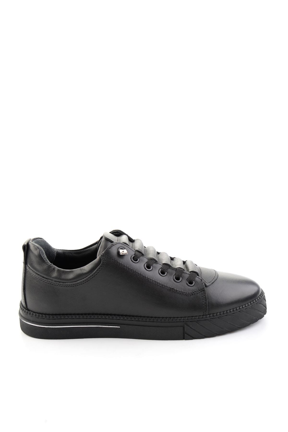 Siyah Antik Hakiki Deri Erkek Sneaker E01610196541