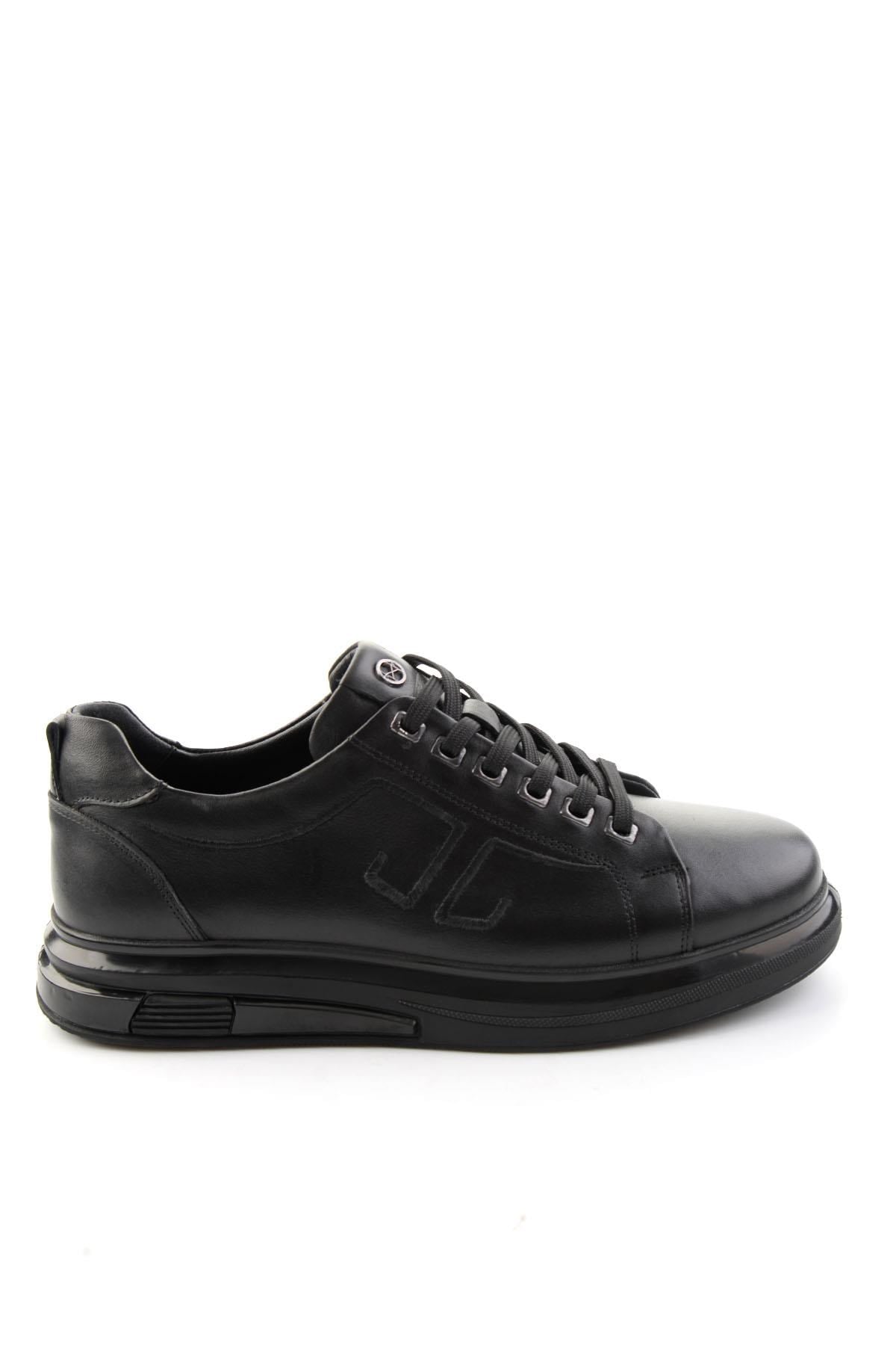 Siyah Antik Hakiki Deri Erkek Sneaker E01398203041