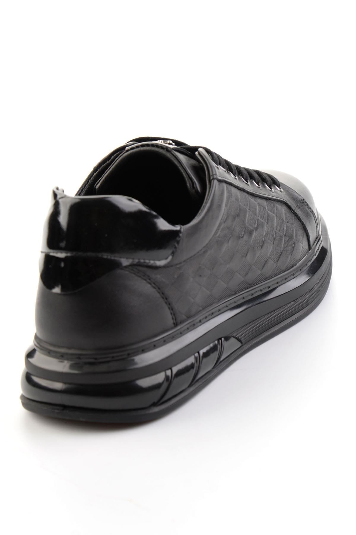 Siyah Baskılı Hakiki Deri Erkek Sneaker E01080221143