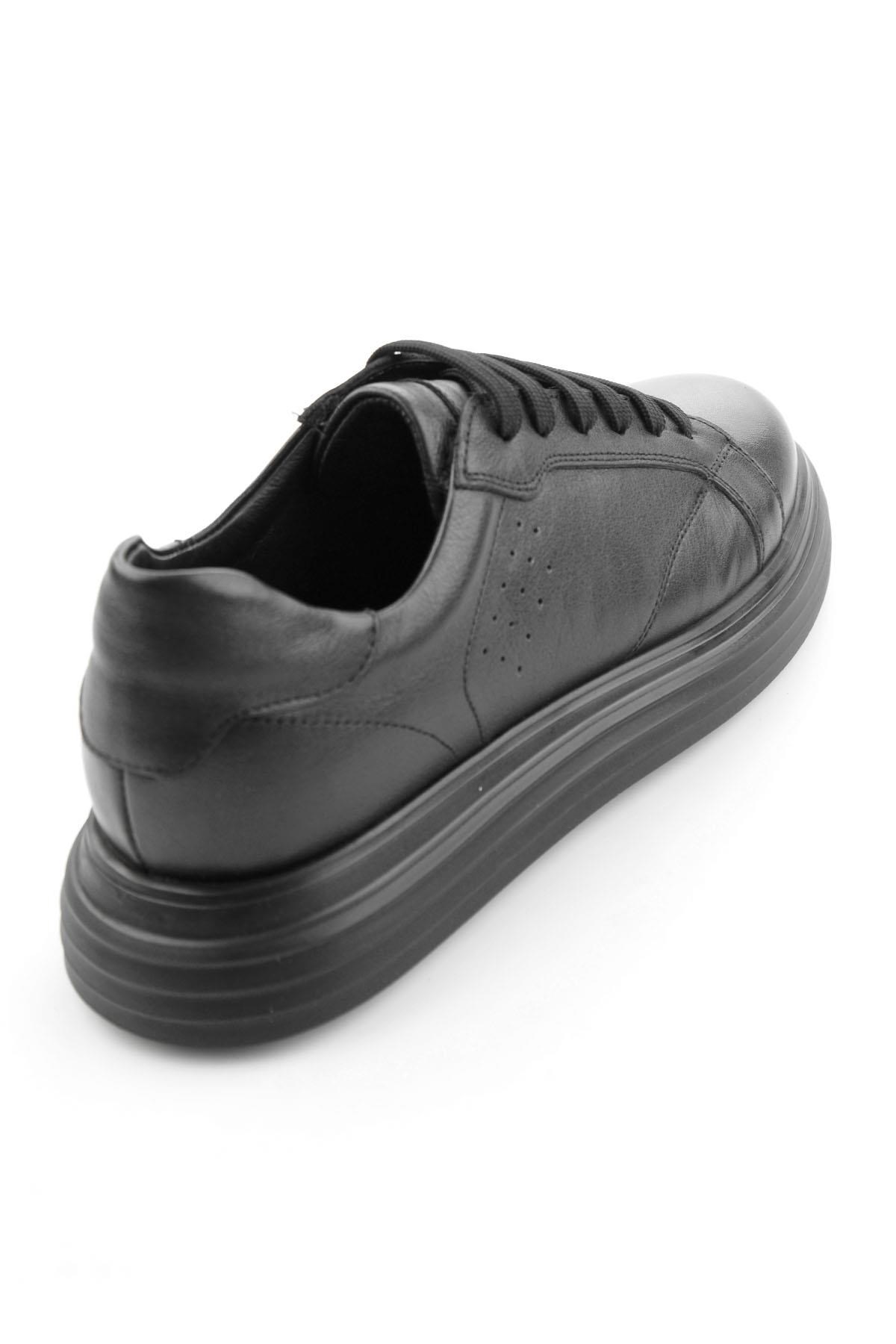 Siyah Baskılı Hakiki Deri Erkek Sneaker E01811256003