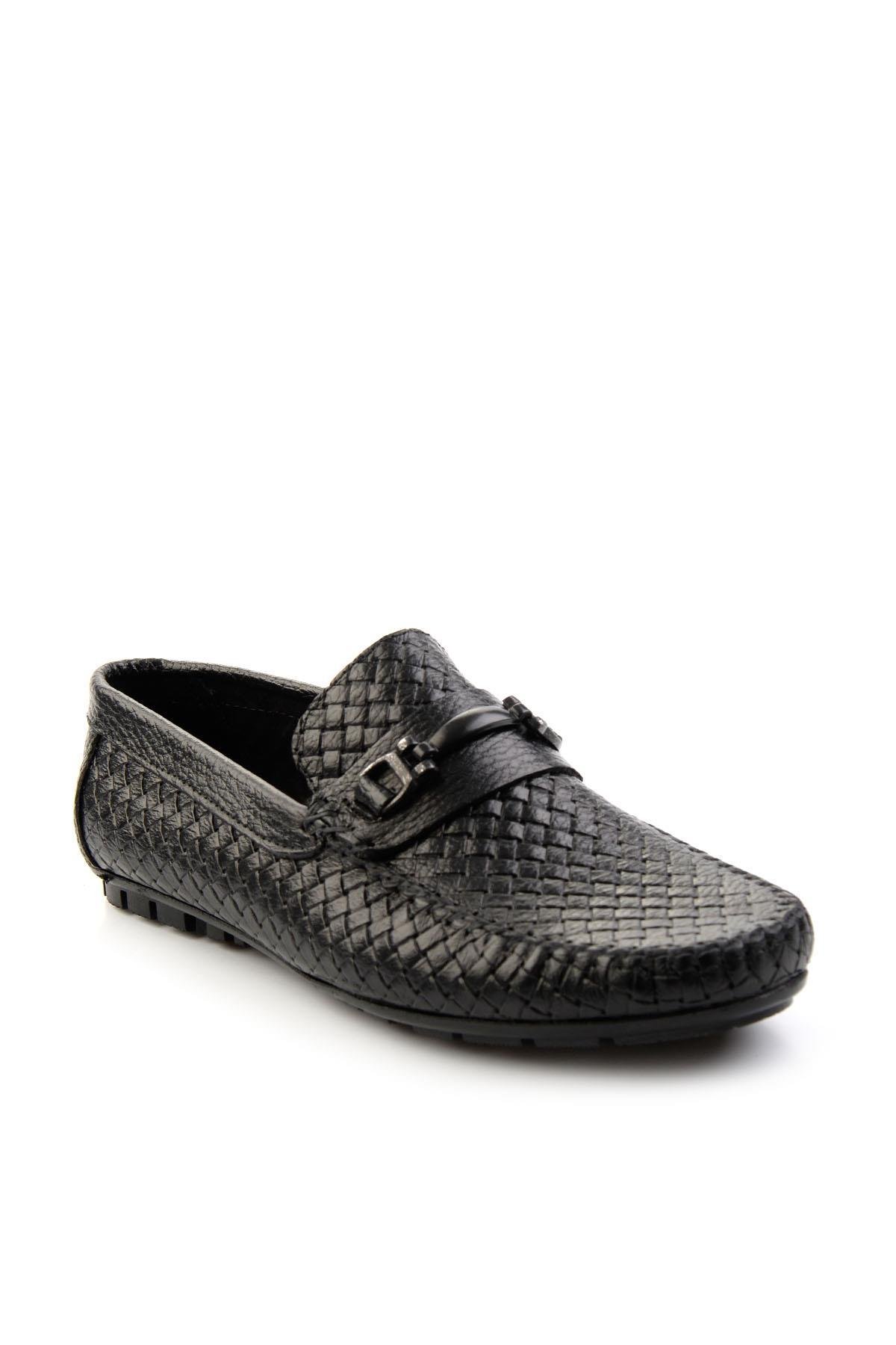 Siyah Baskılı Leather Erkek Loafer Ayakkabı E01623202003
