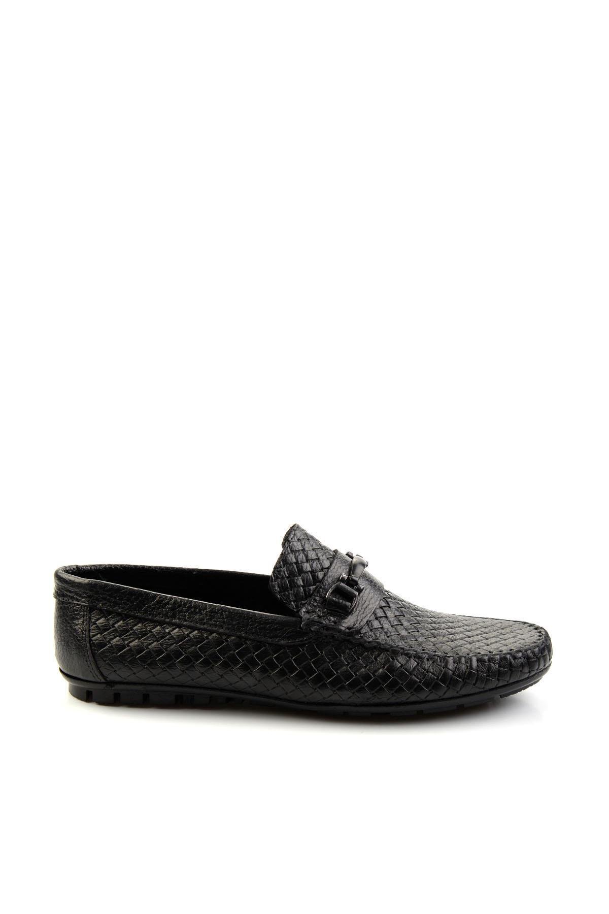 Siyah Baskılı Leather Erkek Loafer Ayakkabı E01623202003