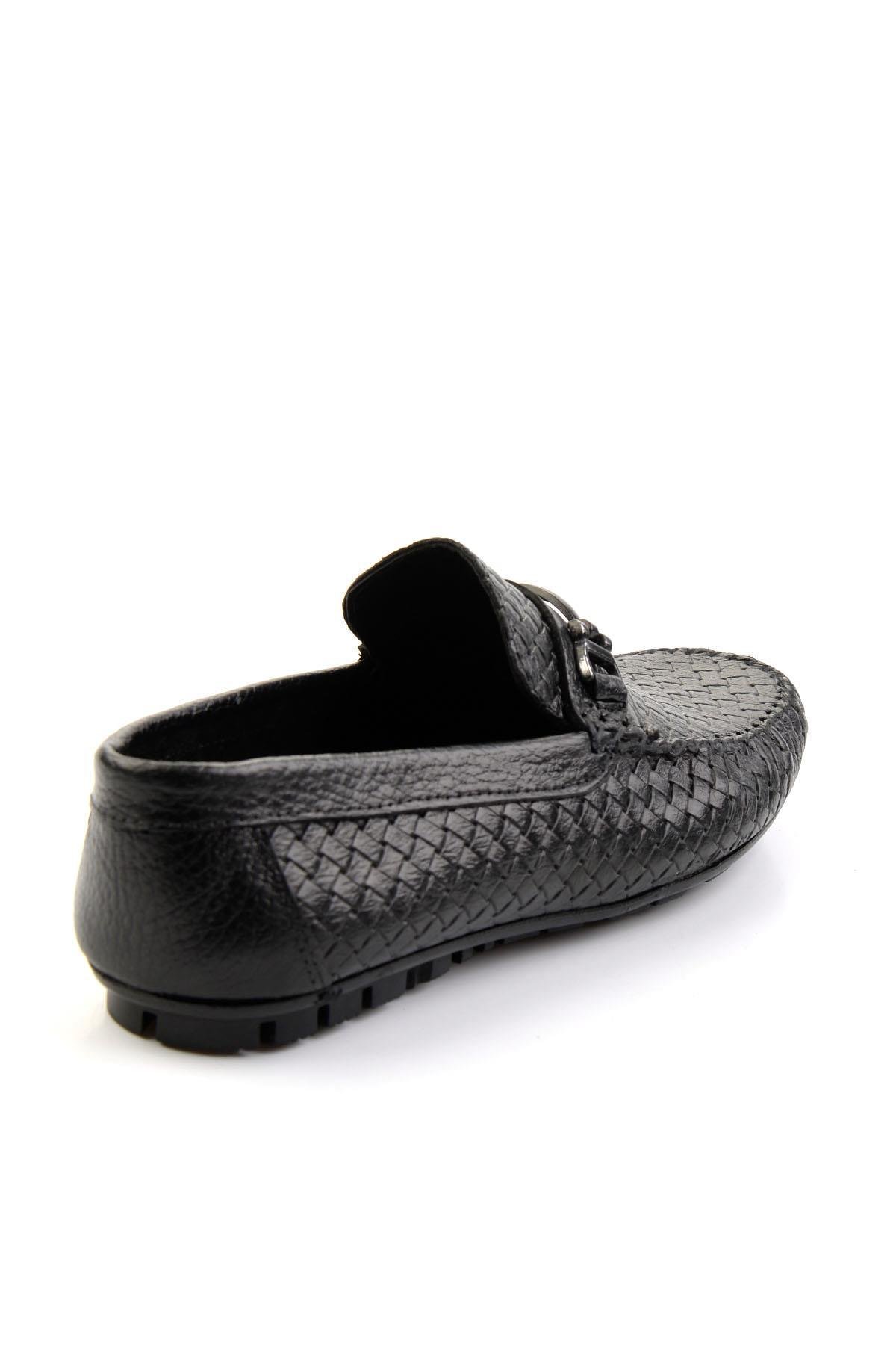 Siyah Baskılı Leather Erkek Loafer Ayakkabı E01623202003