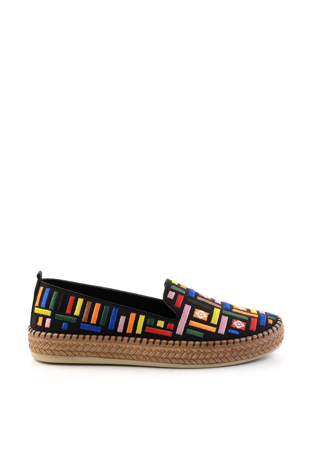 Siyah Çok Renkli  Kadın Espadril K01309600504