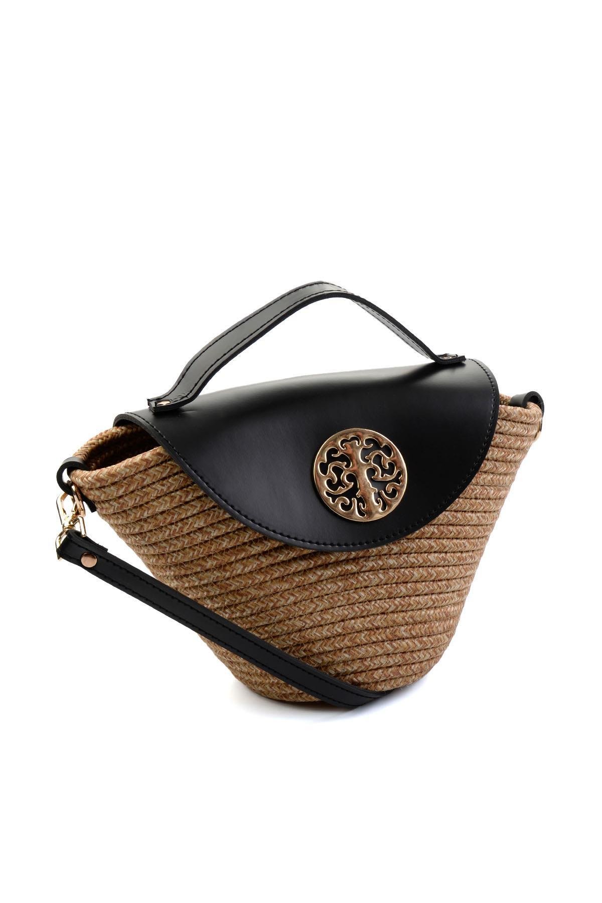 Siyah Desenli  Kadın Postacı Çanta C06619105928