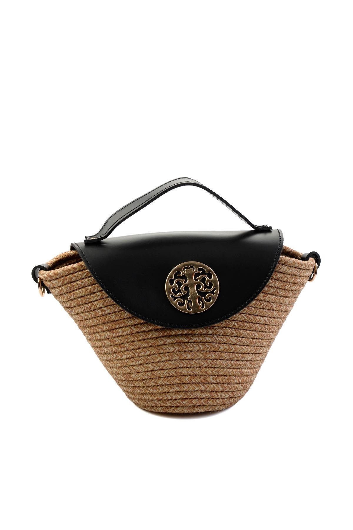 Siyah Desenli  Kadın Postacı Çanta C06619105928