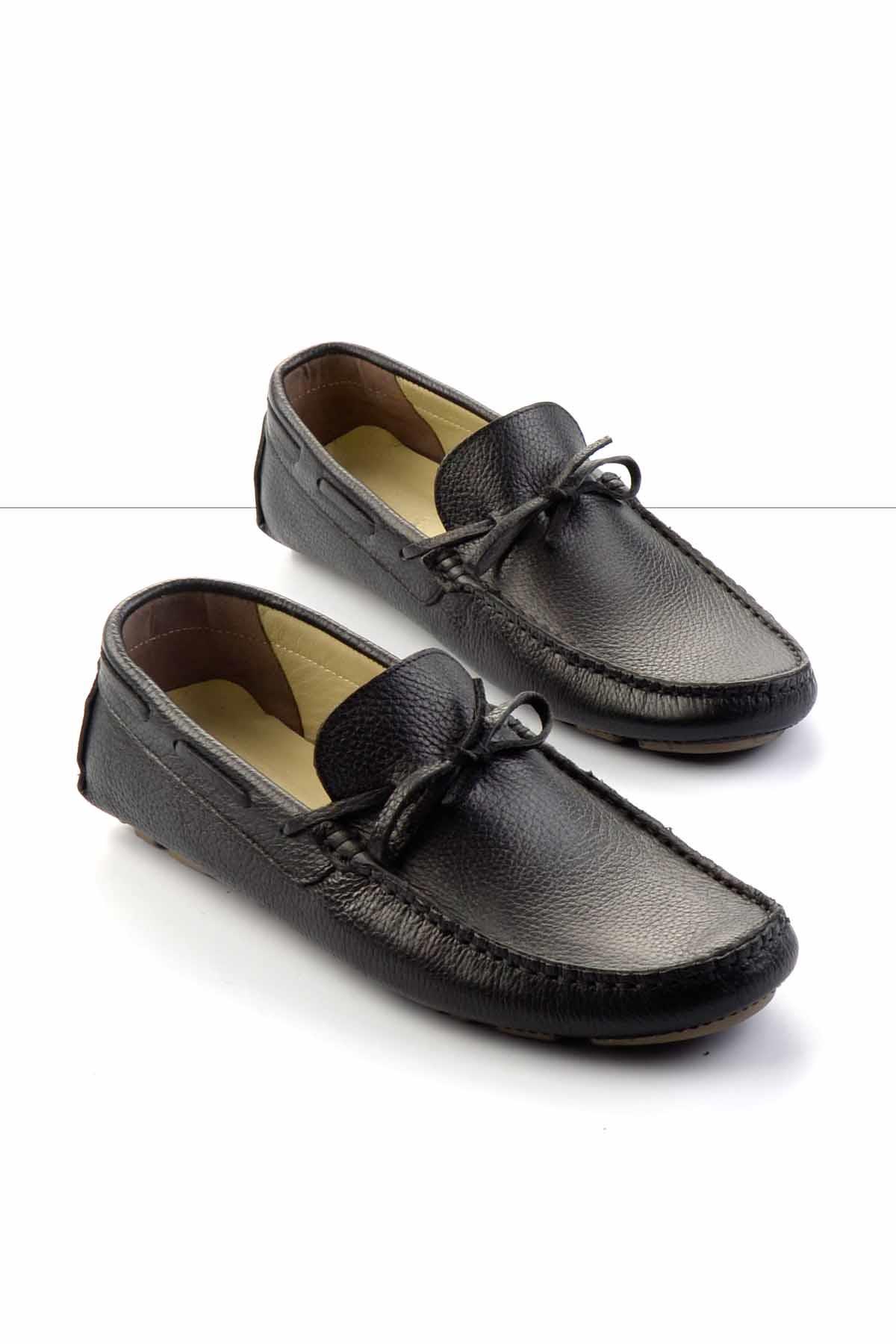 Siyah Floter Hakiki Deri Erkek Loafer Ayakkabı E01395332140