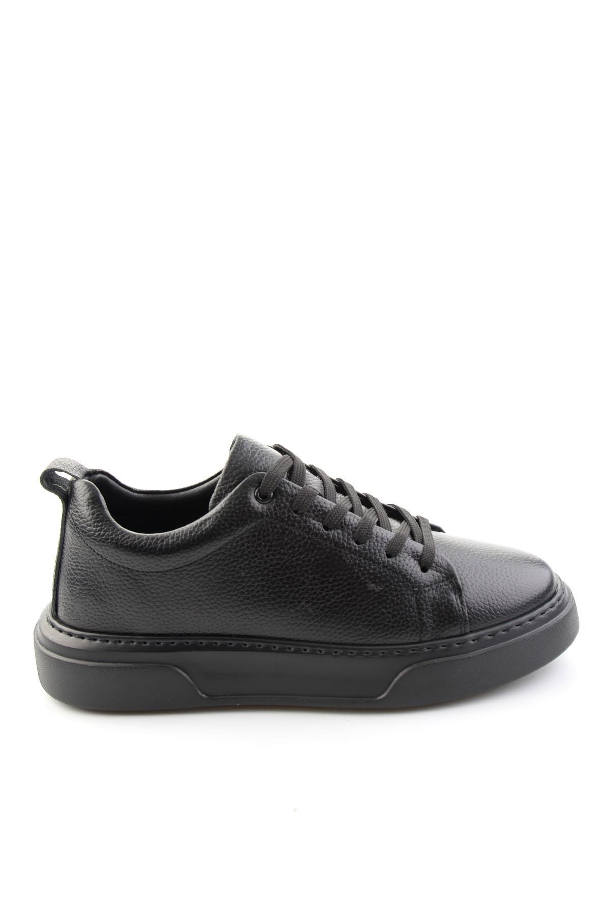 Siyah Floter Hakiki Deri Erkek Sneaker E01082020240