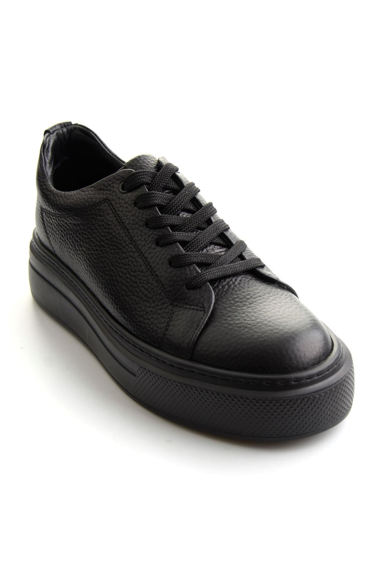 Siyah Floter Hakiki Deri Erkek Sneaker E01089009540