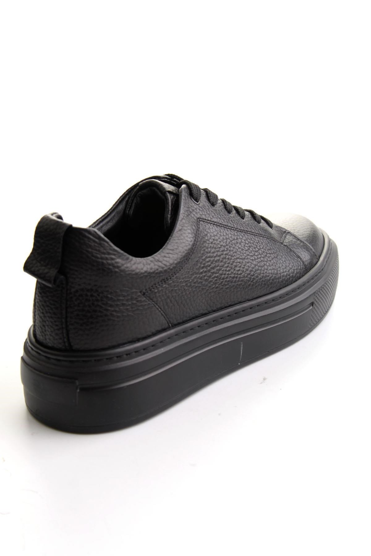 Siyah Floter Hakiki Deri Erkek Sneaker E01089009540
