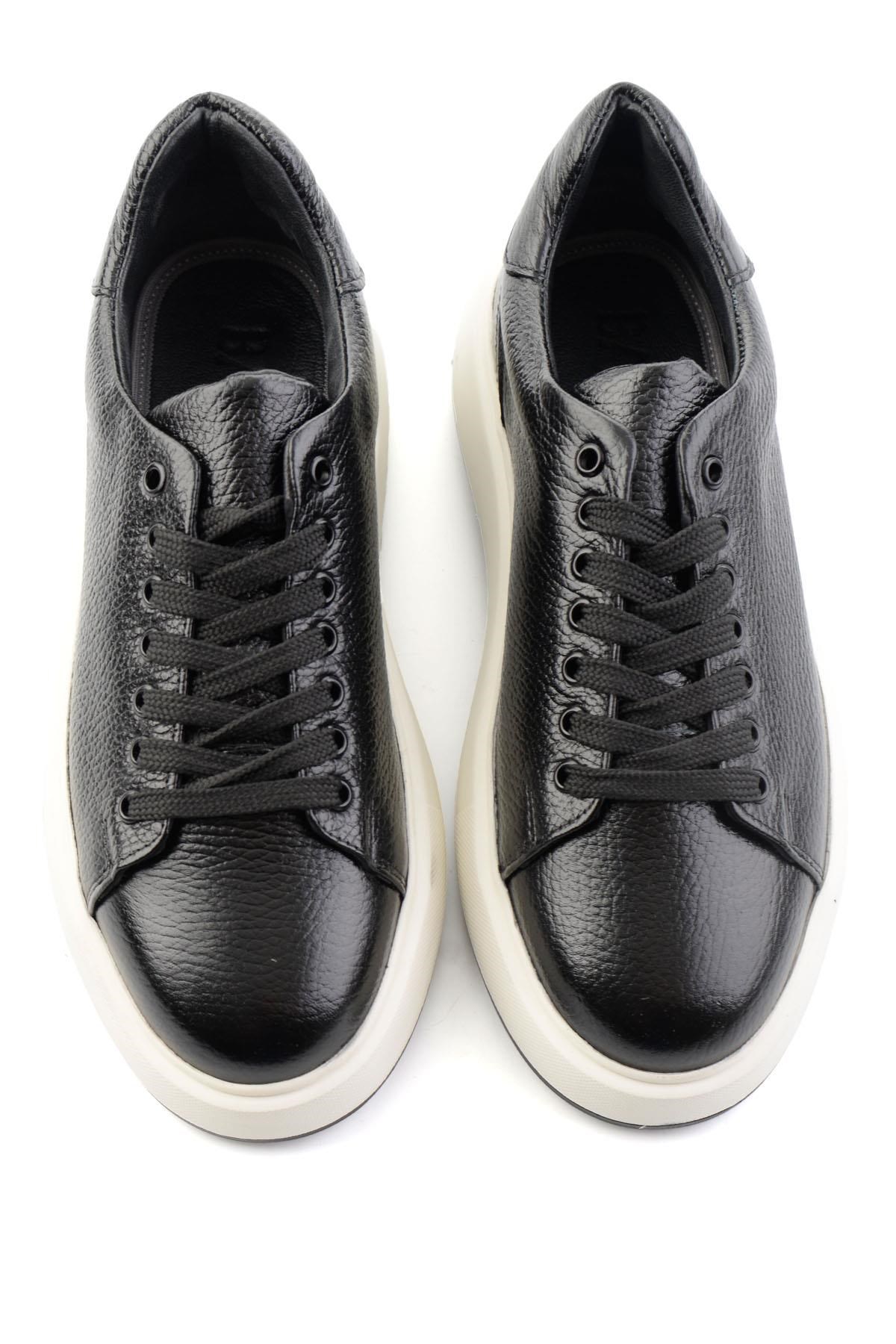 Siyah Floter Hakiki Deri Erkek Sneaker E01401120740
