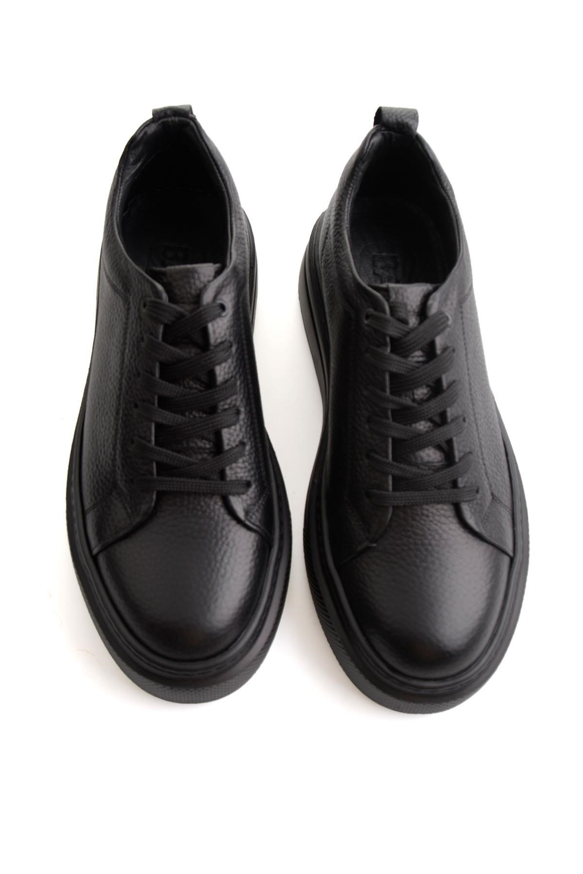 Siyah Floter Hakiki Deri Erkek Sneaker E01089009540
