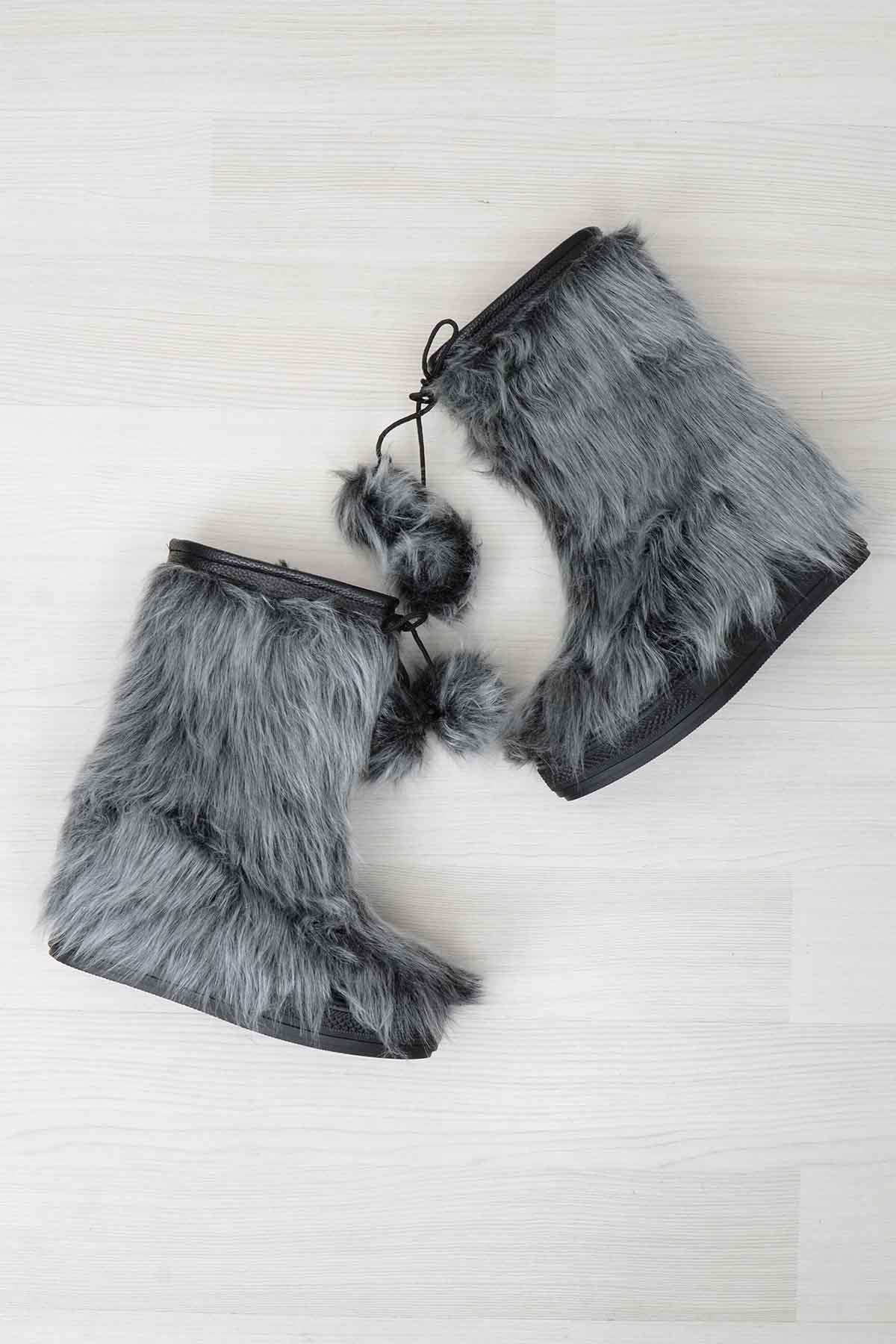 Siyah Gri  Kadın Bot & Bootie E0225141009