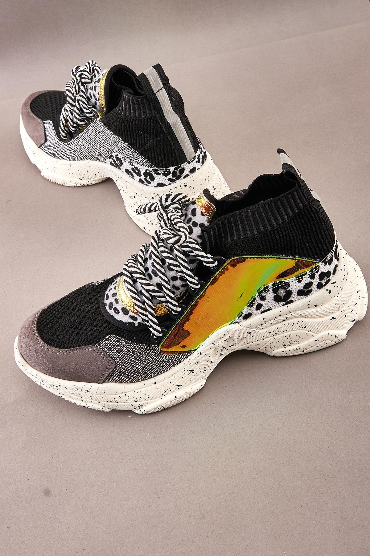 Siyah Gri  Kadın Sneaker K0649490482