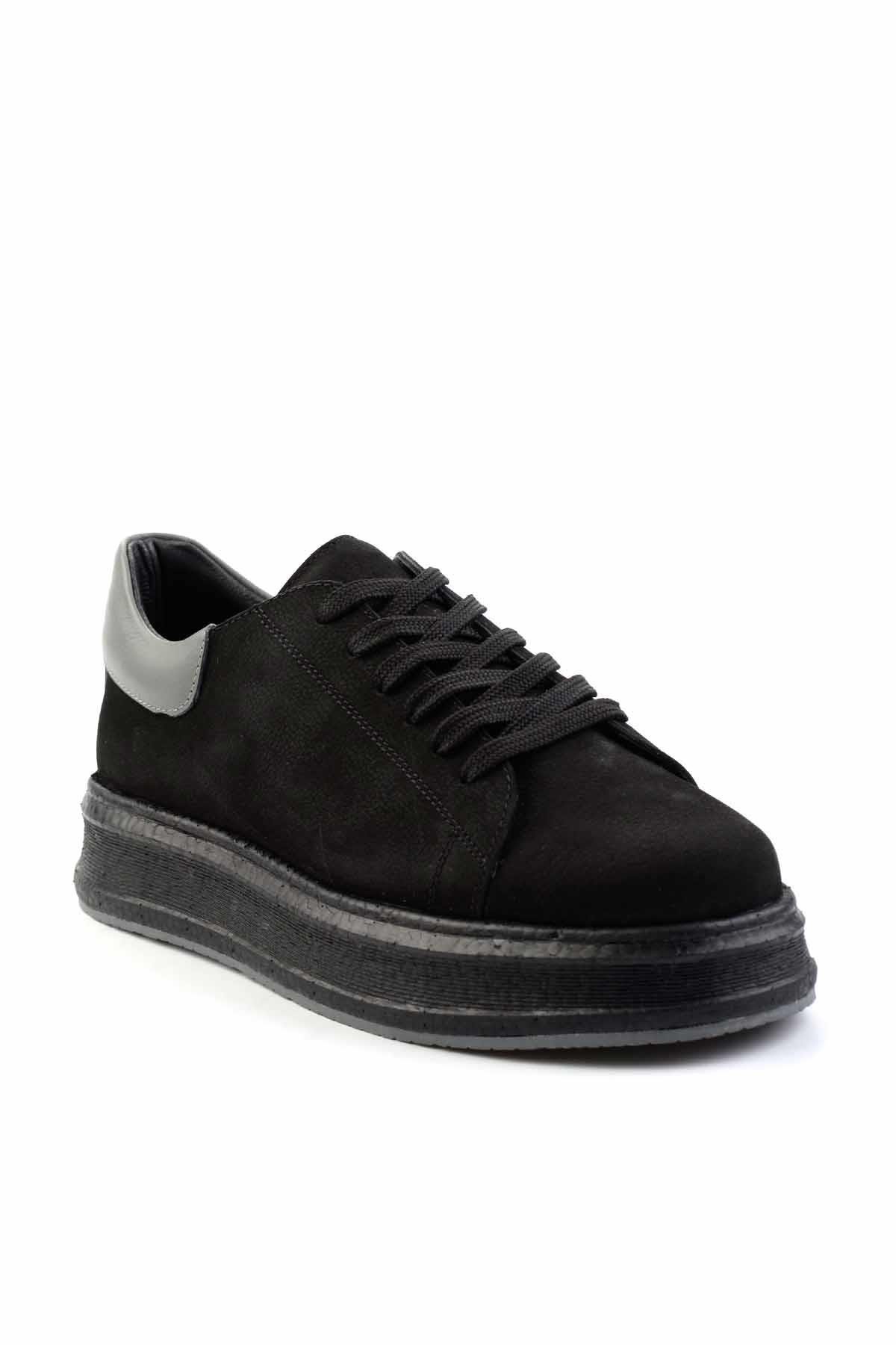 Siyah Gri Leather Erkek Casual Ayakkabı E01011021001