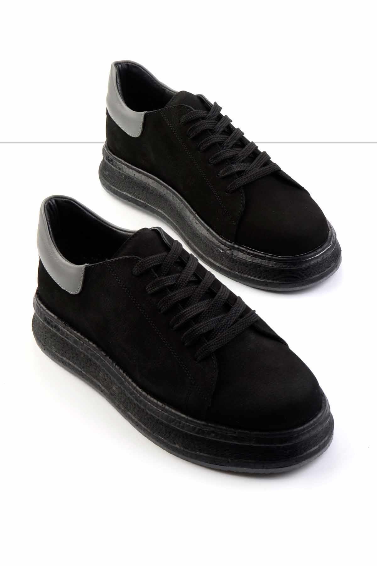 Siyah Gri Leather Erkek Casual Ayakkabı E01011021001