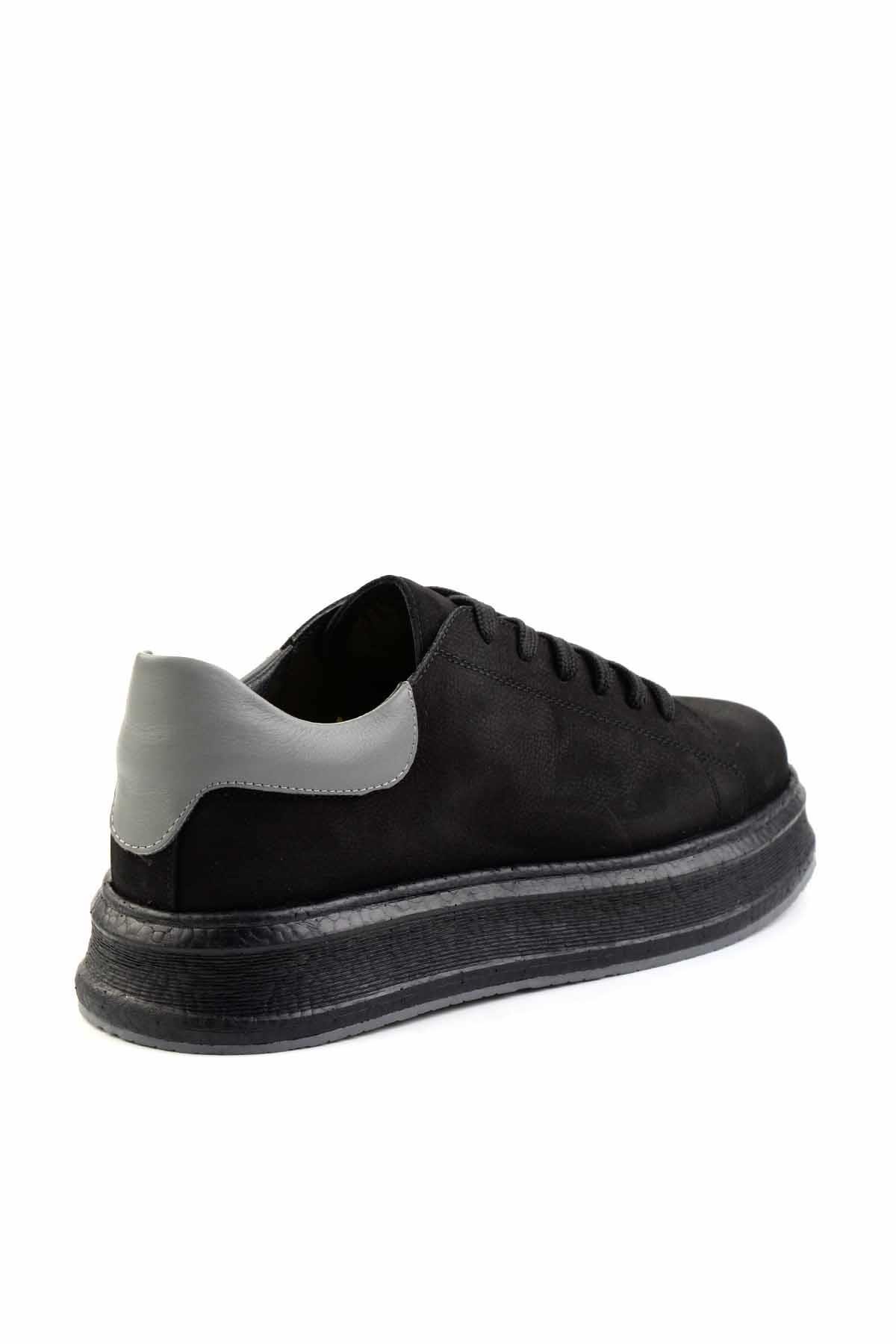 Siyah Gri Leather Erkek Casual Ayakkabı E01011021001