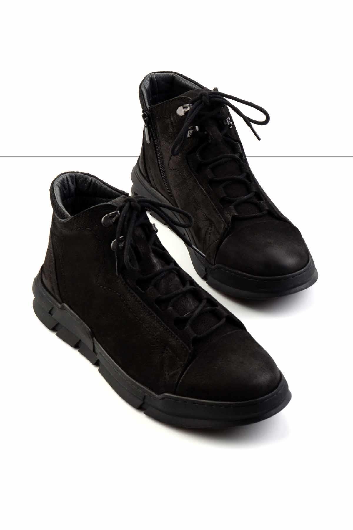 Siyah Hakiki Deri Erkek Bot & Bootie E02900220101
