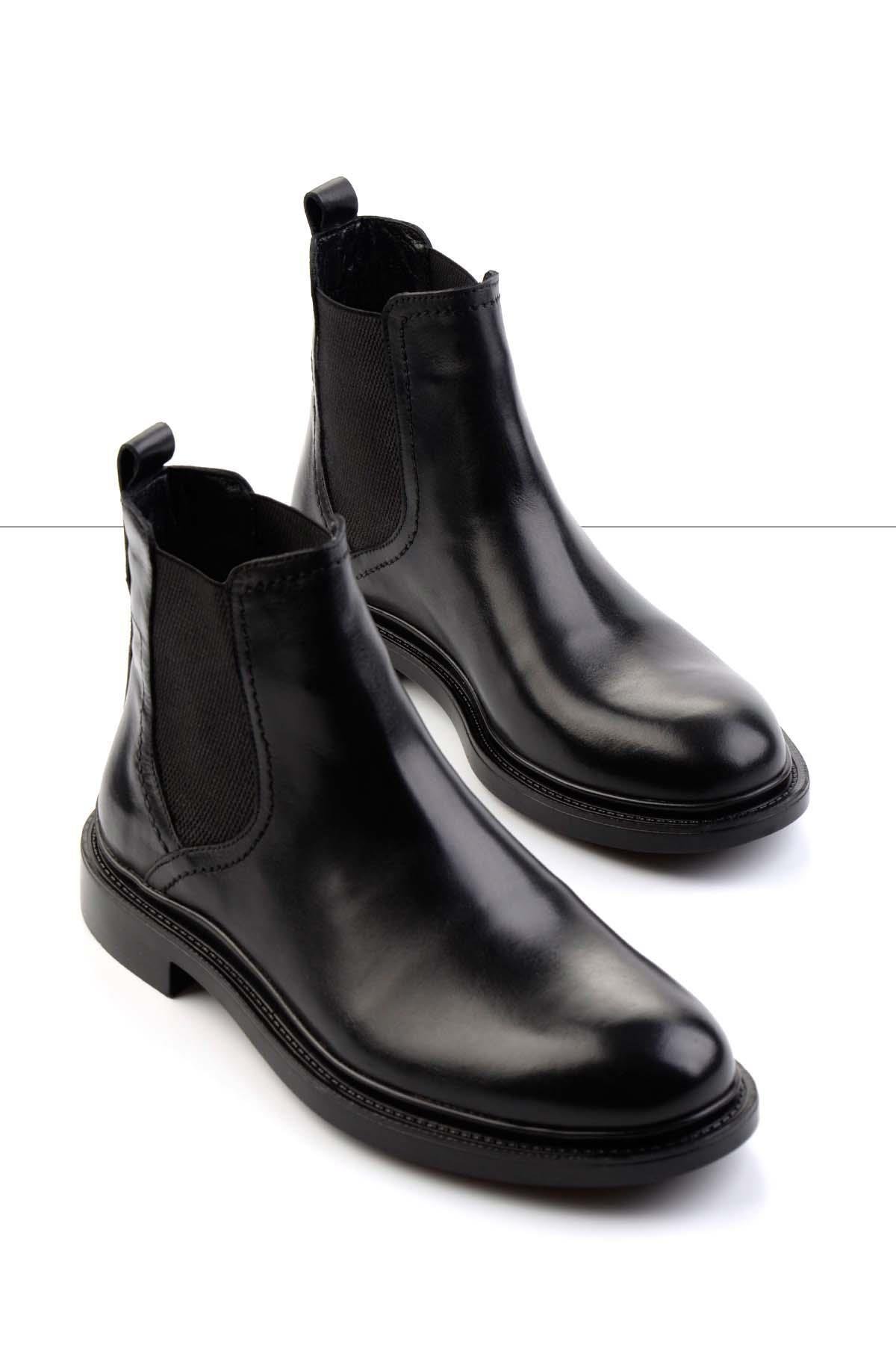 Siyah Hakiki Deri Erkek Bot & Bootie E02011007441