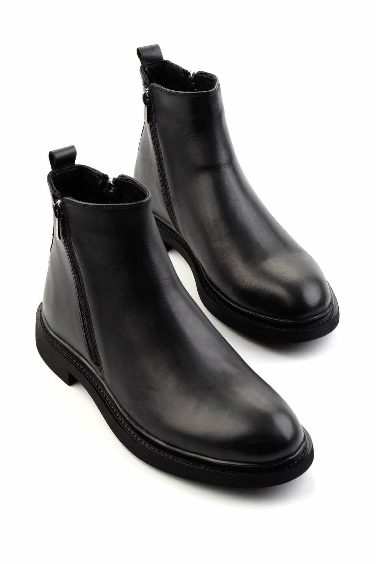 Siyah Hakiki Deri Erkek Bot & Bootie E02395414041