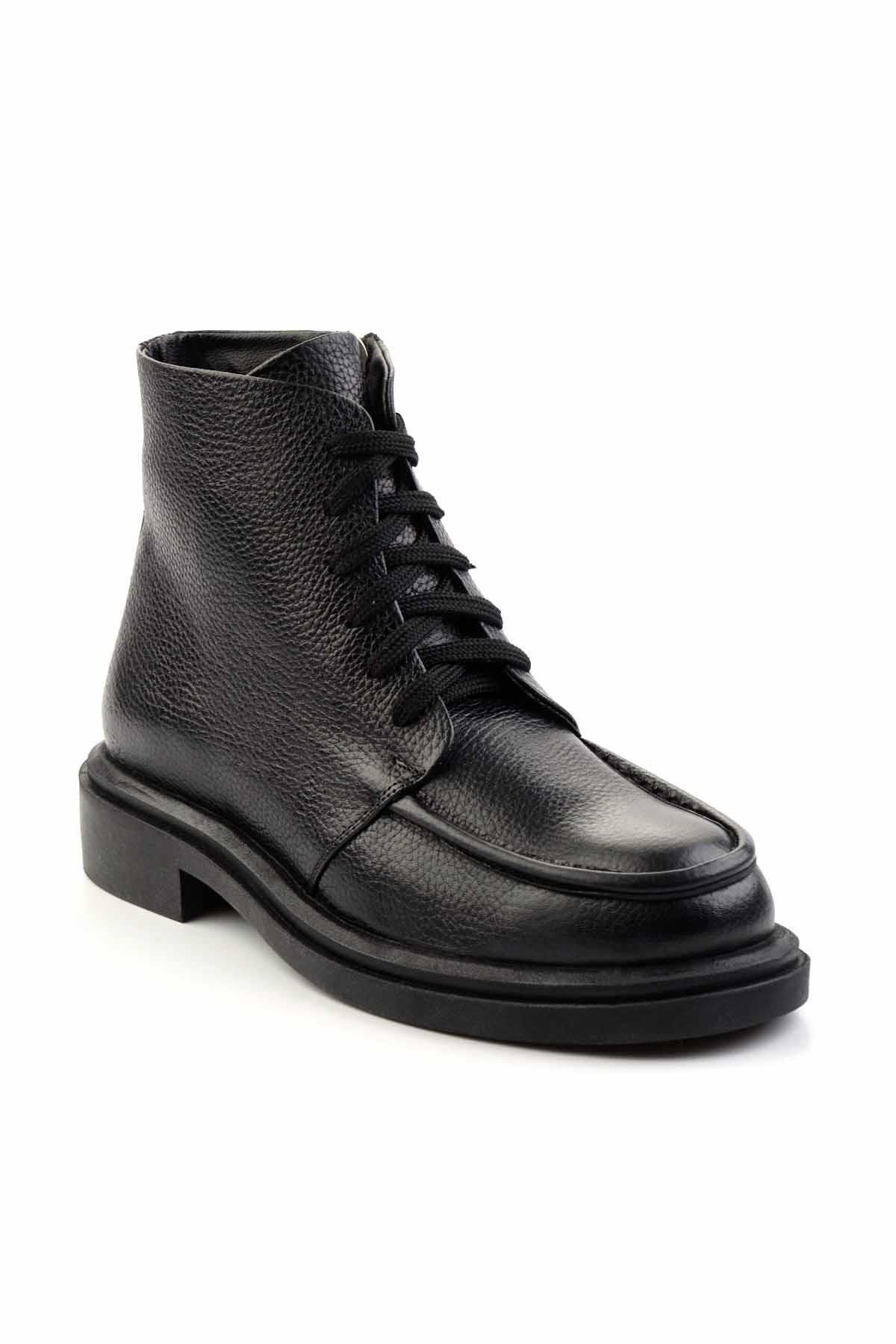 Siyah Hakiki Deri Erkek Bot & Bootie E02600122203
