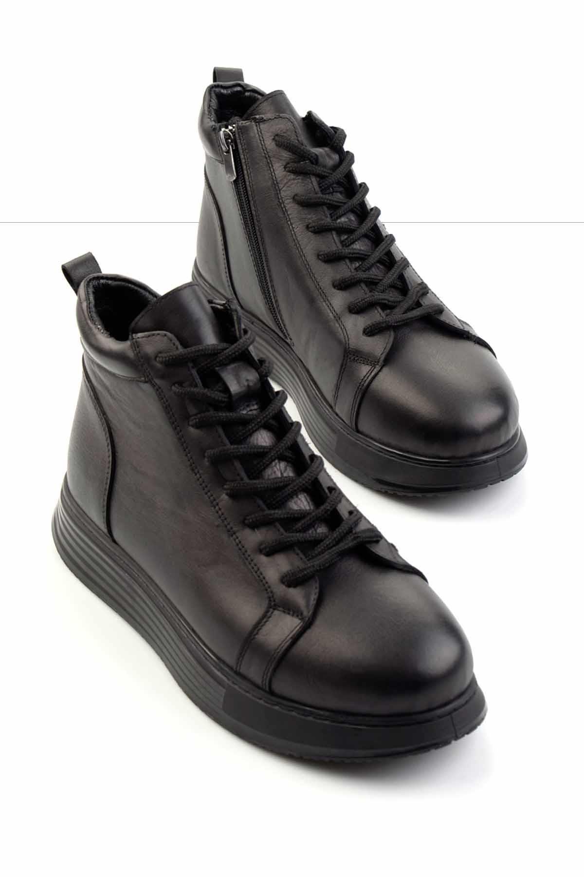 Siyah Hakiki Deri Erkek Bot & Bootie E02733079003