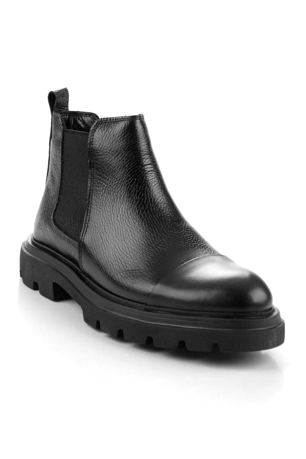 Siyah Hakiki Deri Erkek Bot & Bootie E02401080240