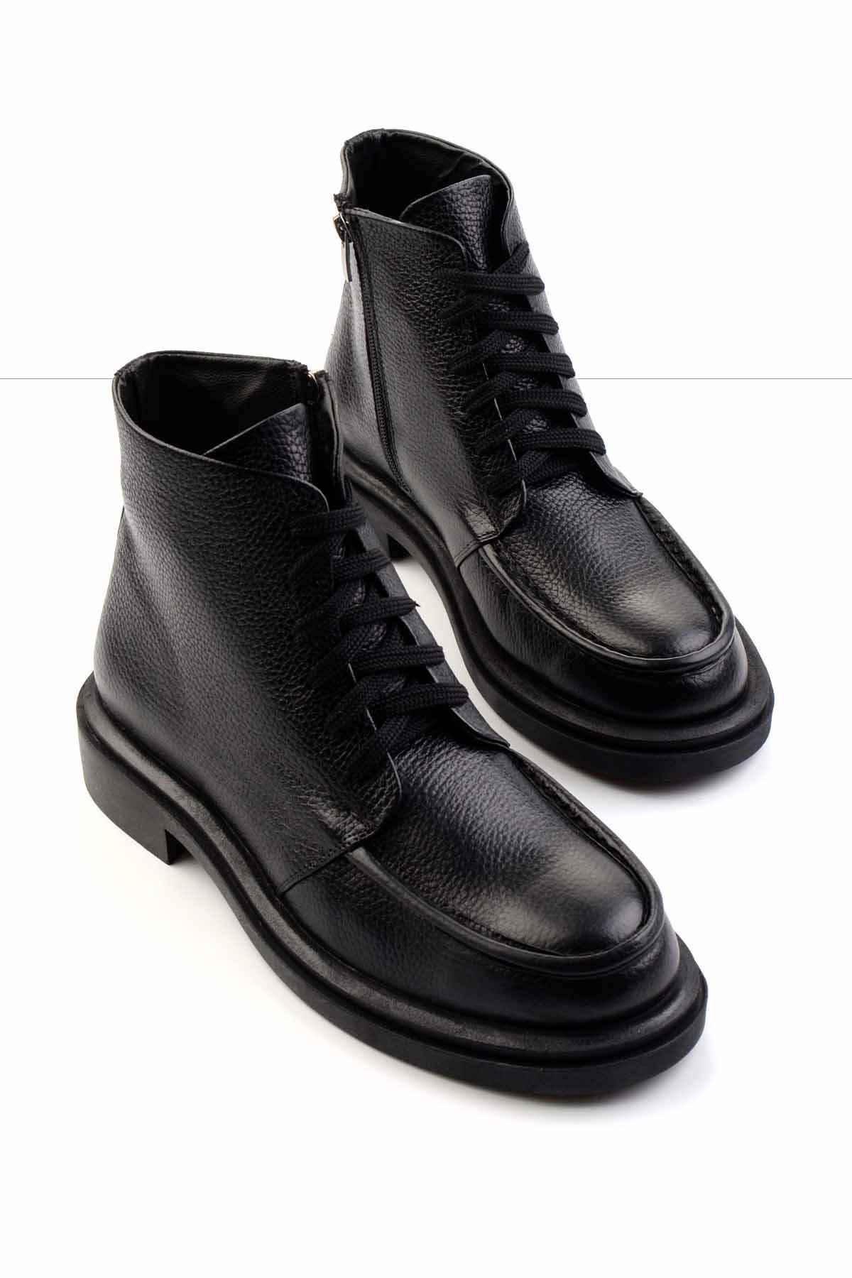 Siyah Hakiki Deri Erkek Bot & Bootie E02600122203