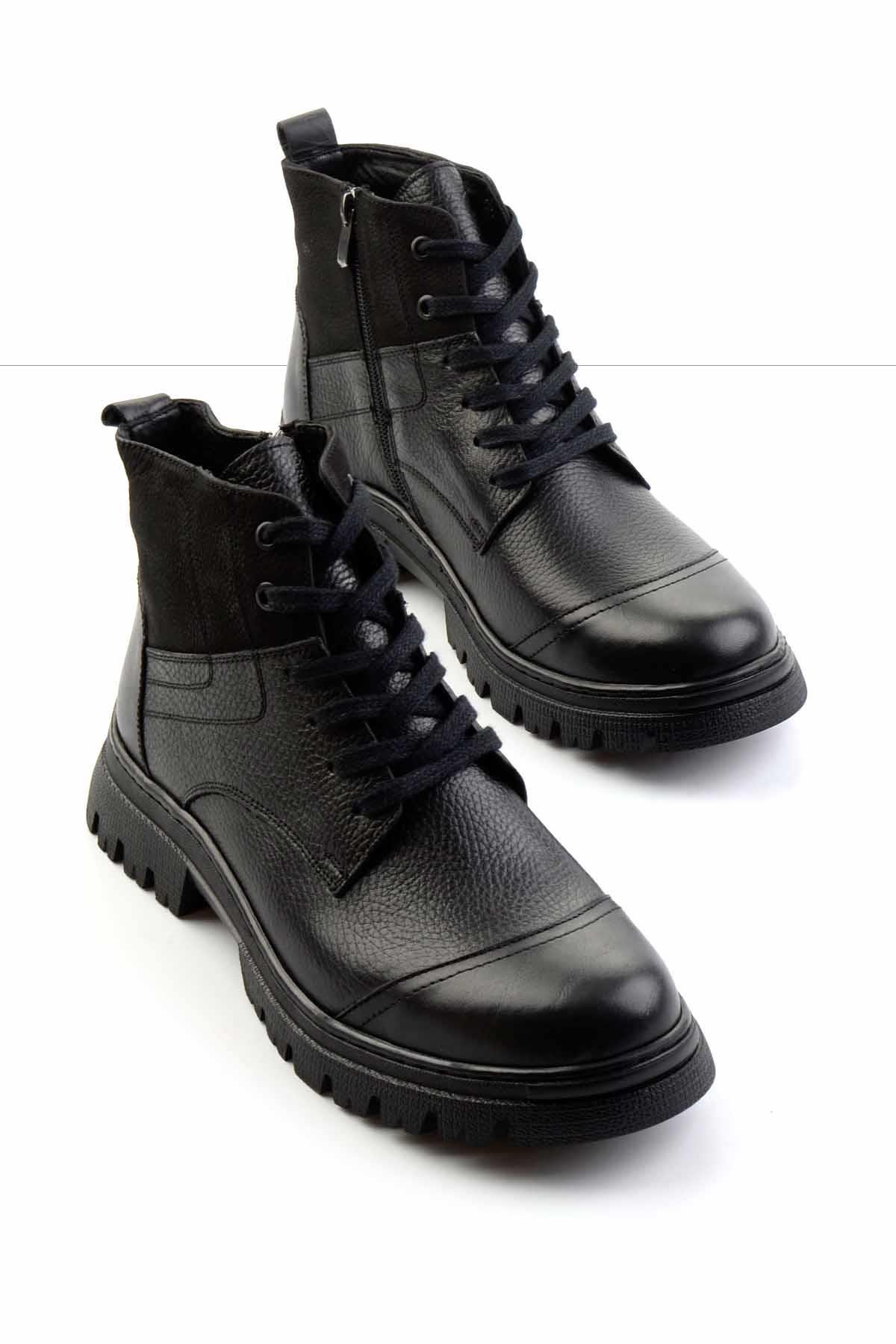 Siyah Hakiki Deri Erkek Bot & Bootie E02035963041