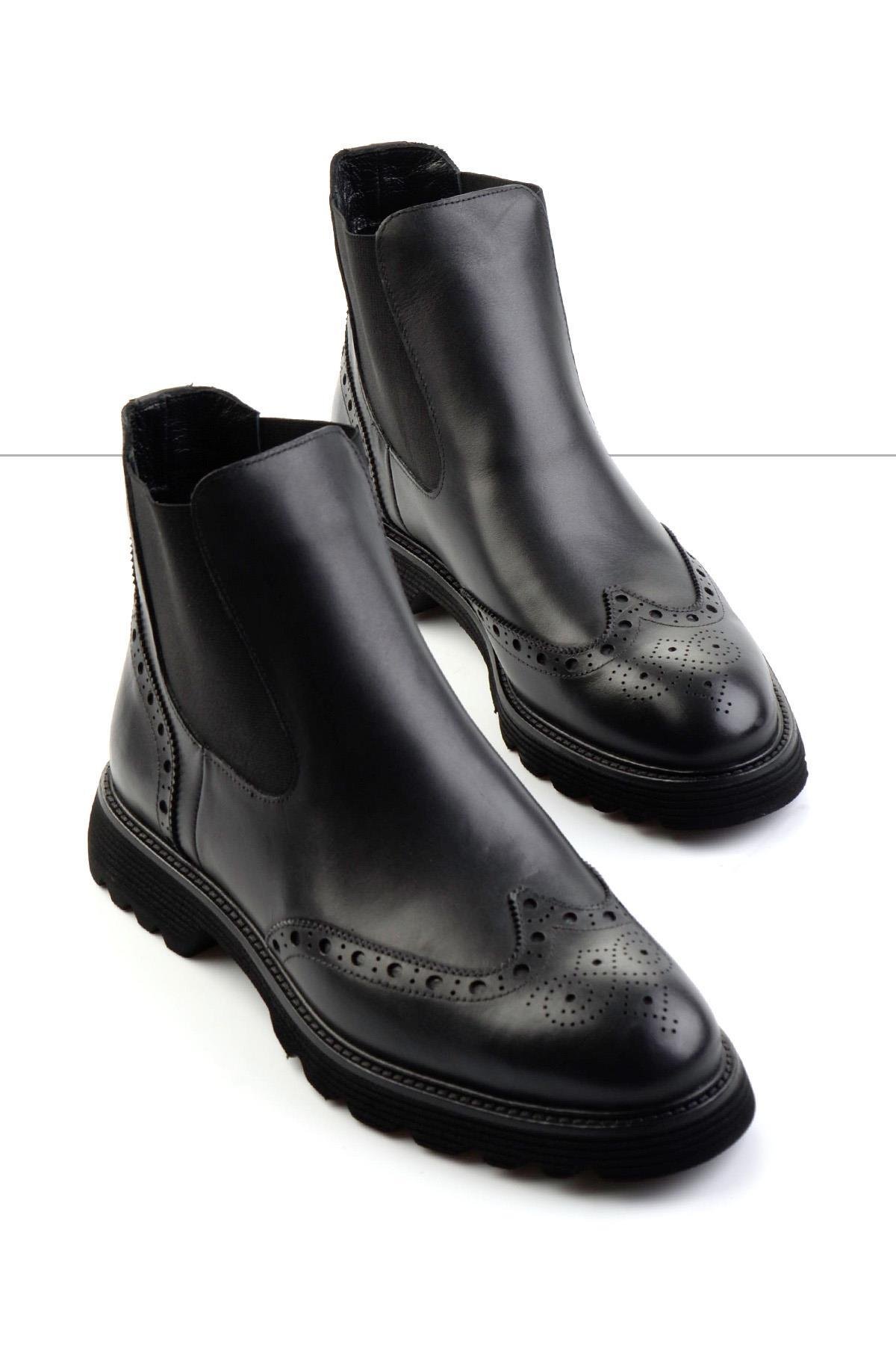 Siyah Hakiki Deri Erkek Bot & Bootie E02757713241