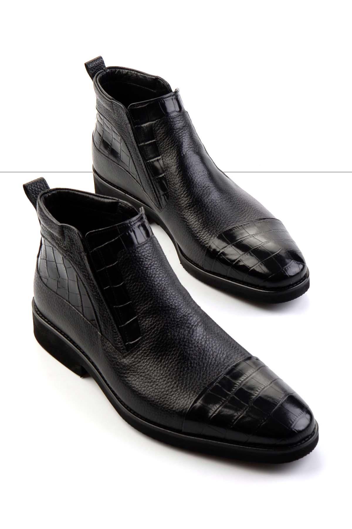 Siyah Hakiki Deri Erkek Bot & Bootie E02630302411