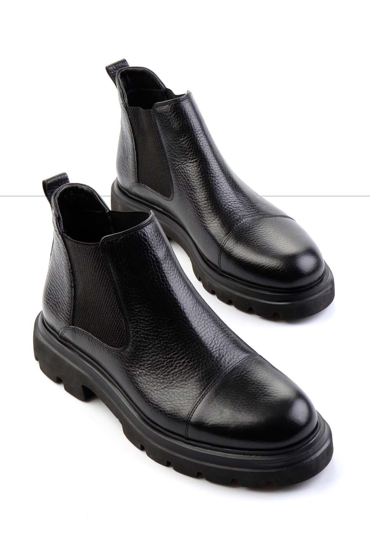 Siyah Hakiki Deri Erkek Bot & Bootie E02757665240