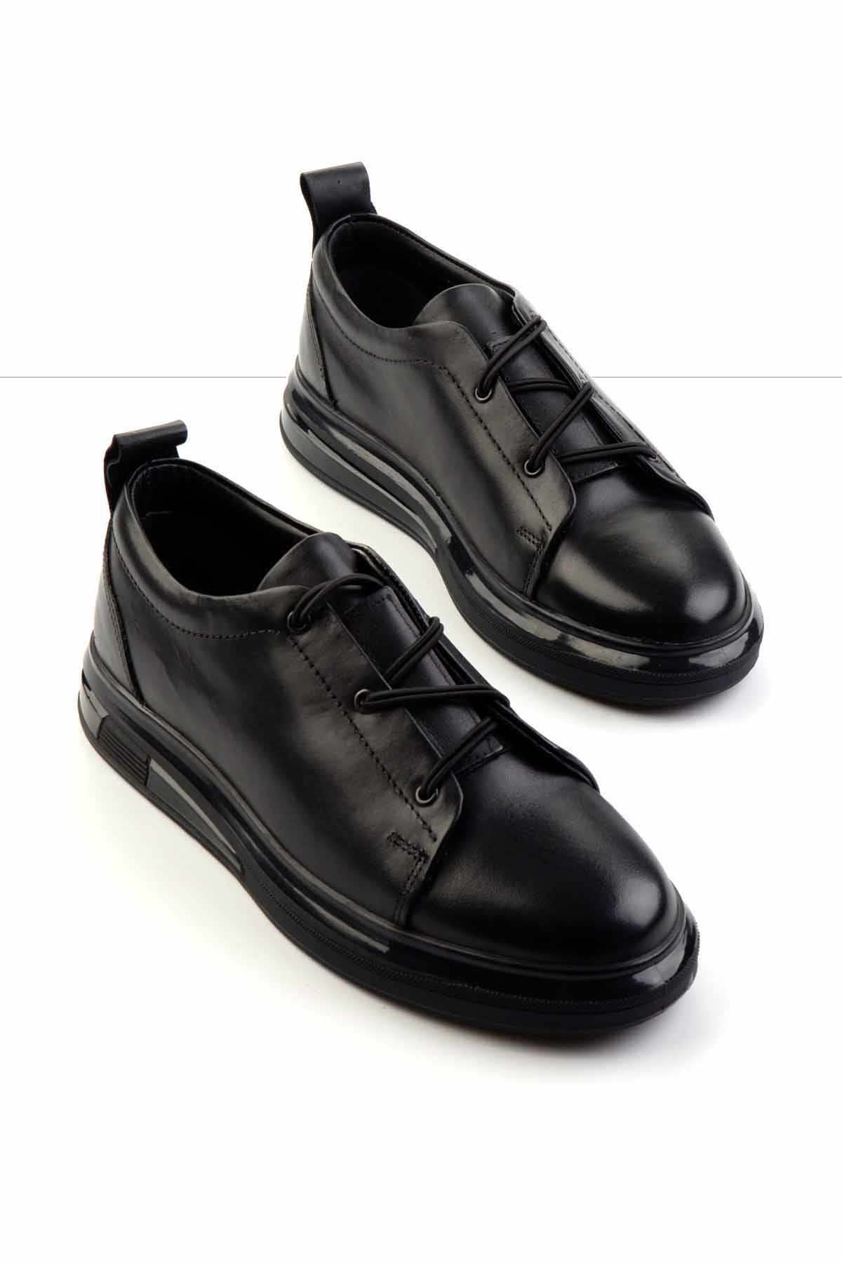 Siyah Hakiki Deri Erkek Casual Ayakkabı E01401081843