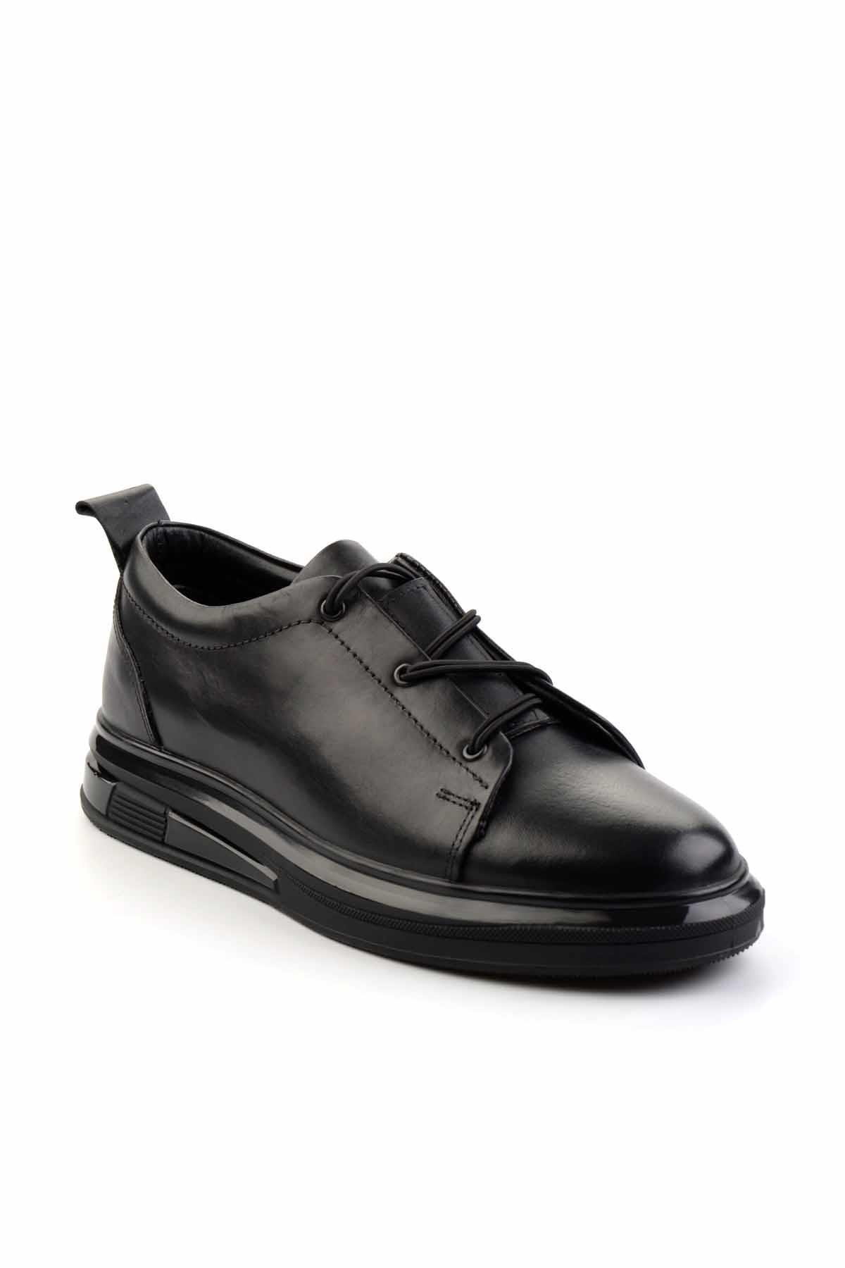 Siyah Hakiki Deri Erkek Casual Ayakkabı E01401081843