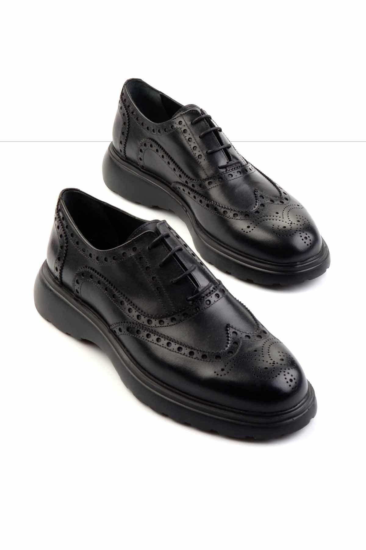 Siyah Hakiki Deri Erkek Klasik Ayakkabı E01194002641
