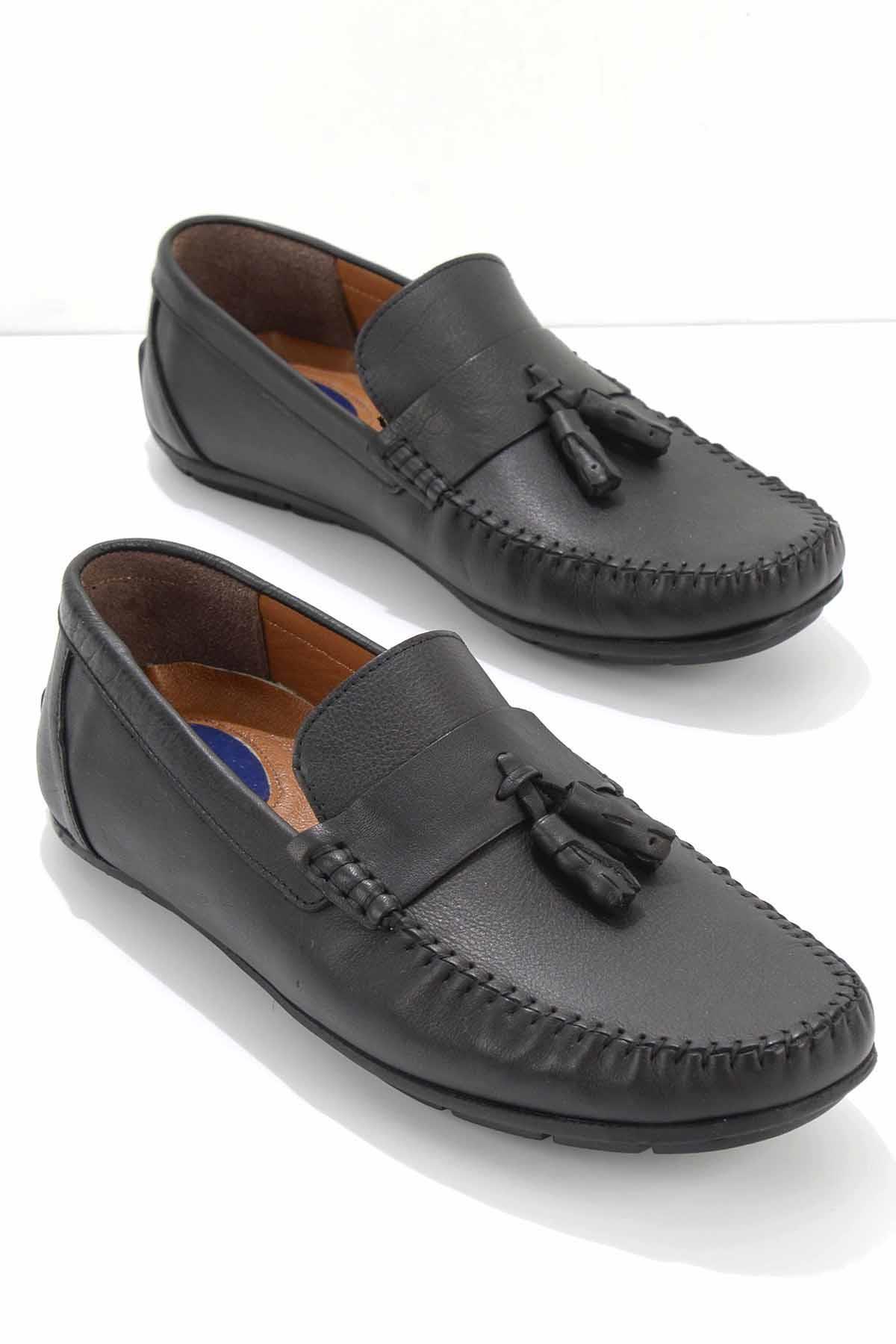 Siyah Hakiki Deri Erkek Loafer Ayakkabı E01733800303