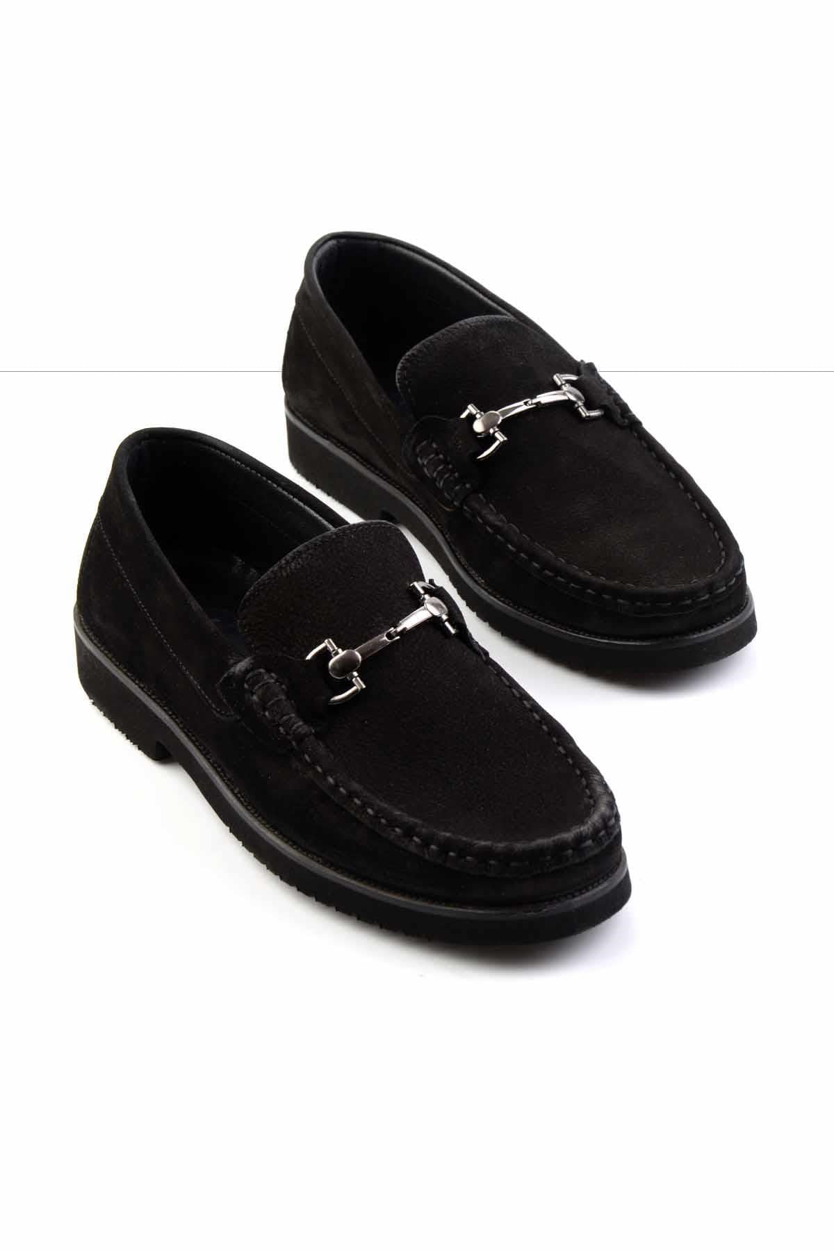 Siyah Hakiki Deri Erkek Loafer Ayakkabı E01194031501
