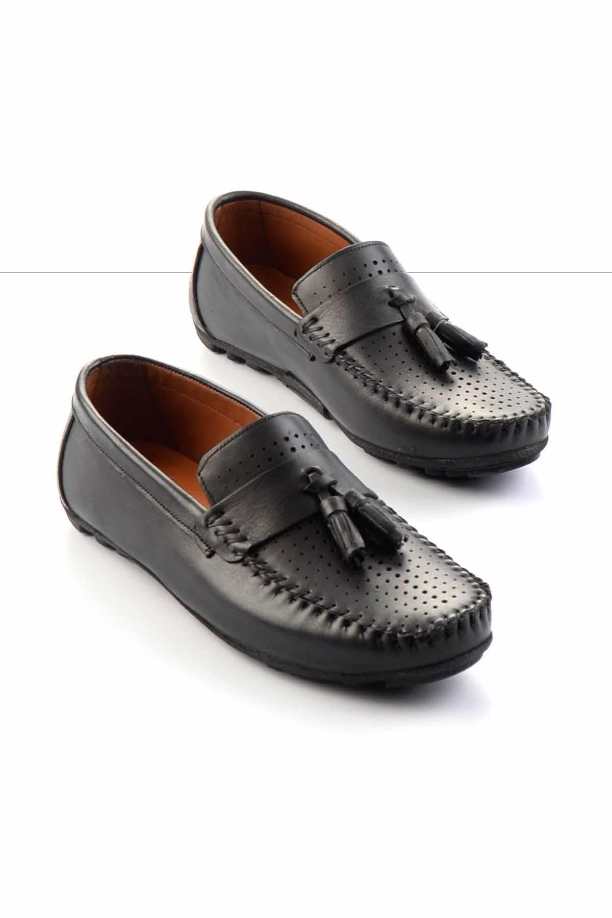 Siyah Hakiki Deri Erkek Loafer Ayakkabı E01378000503