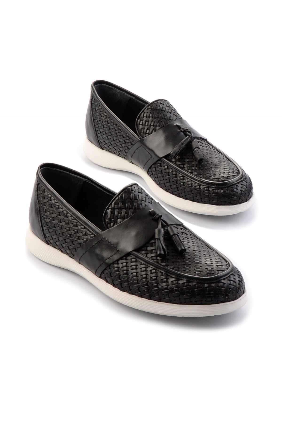 Siyah Hakiki Deri Erkek Loafer Ayakkabı E01798105216