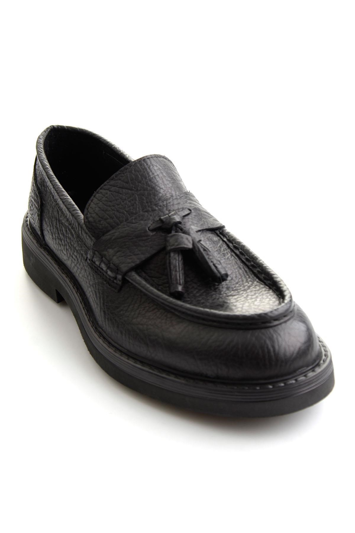 Siyah Hakiki Deri Erkek Loafer Ayakkabı E01597010503