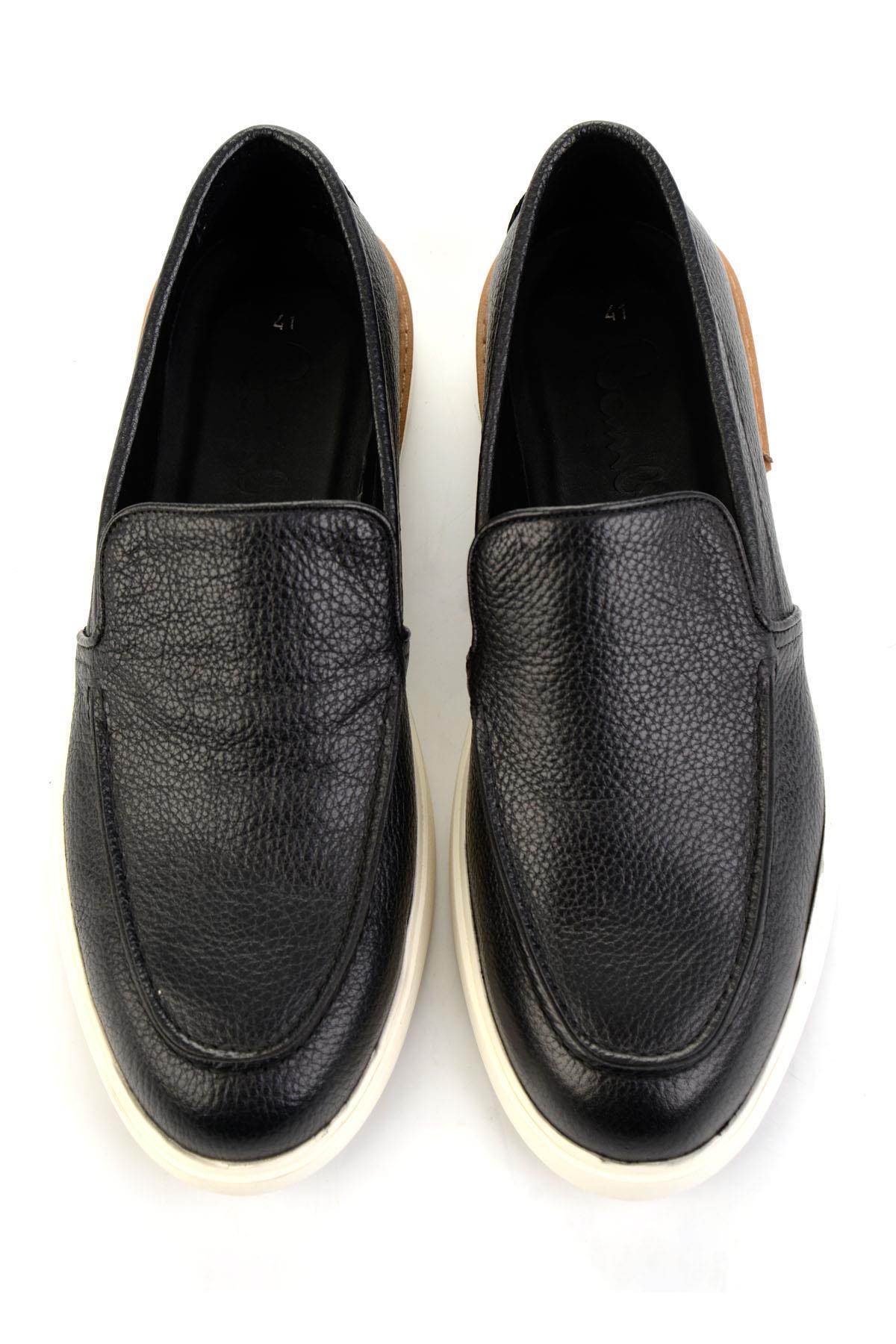 Siyah Hakiki Deri Erkek Loafer Ayakkabı E01395425640
