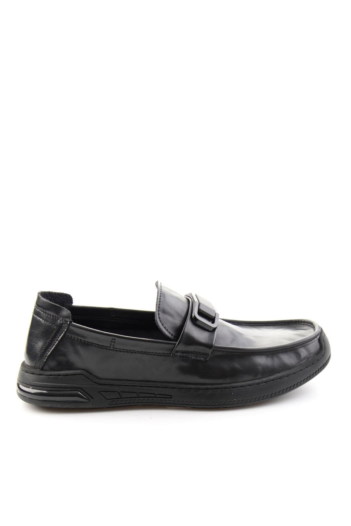 Siyah Hakiki Deri Erkek Loafer Ayakkabı E01185590203