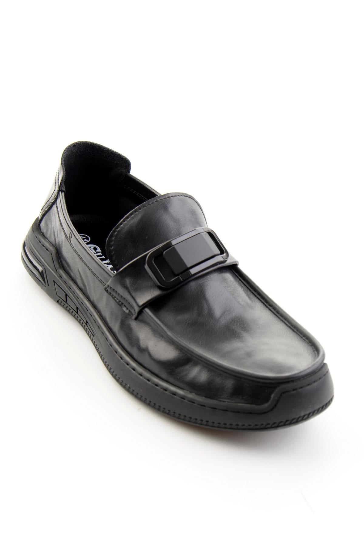 Siyah Hakiki Deri Erkek Loafer Ayakkabı E01185590203