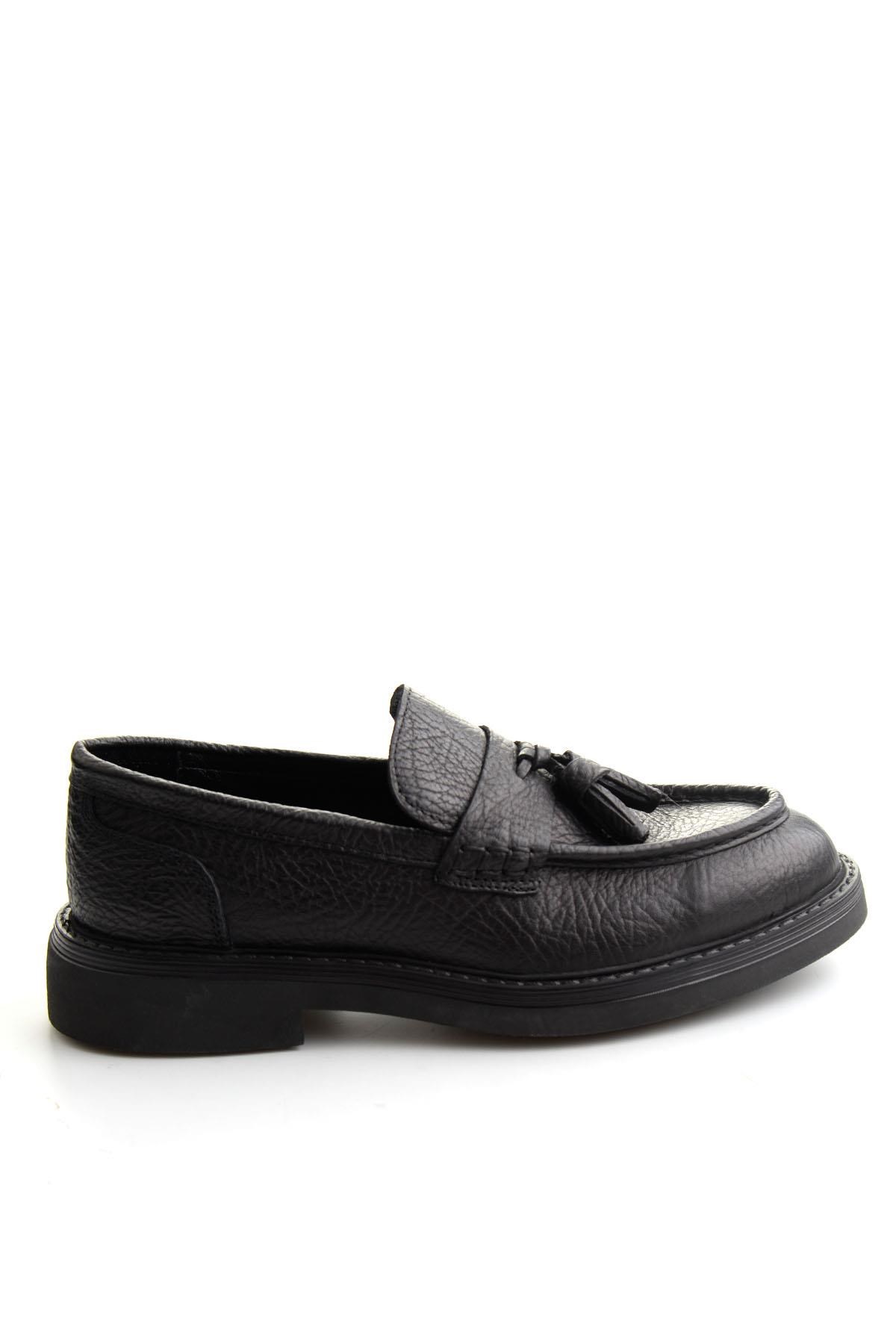 Siyah Hakiki Deri Erkek Loafer Ayakkabı E01597010503