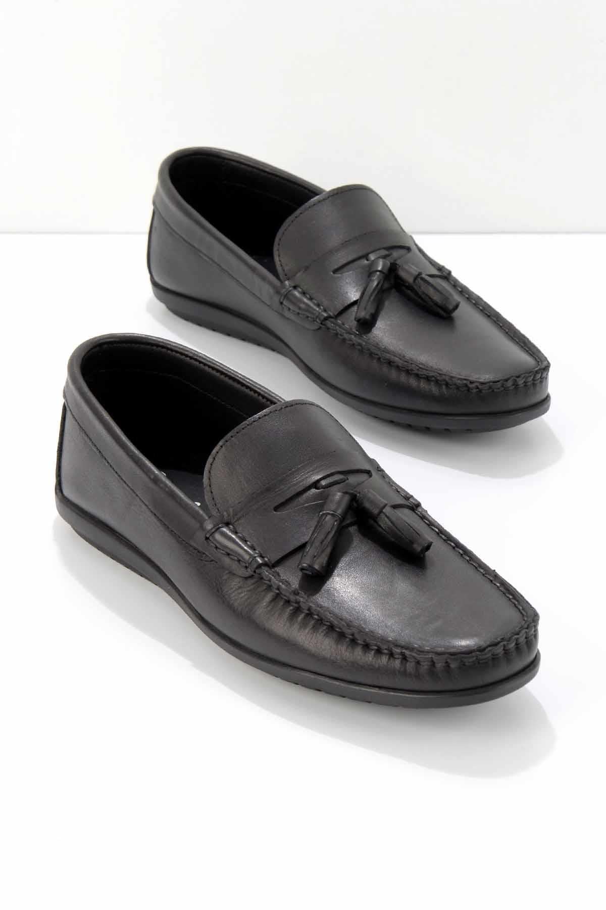 Siyah Hakiki Deri Erkek Loafer Ayakkabı E01728360103