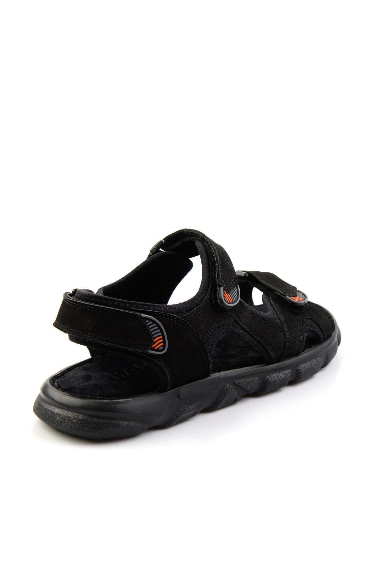 Siyah Hakiki Deri Erkek Sandalet E05078102501