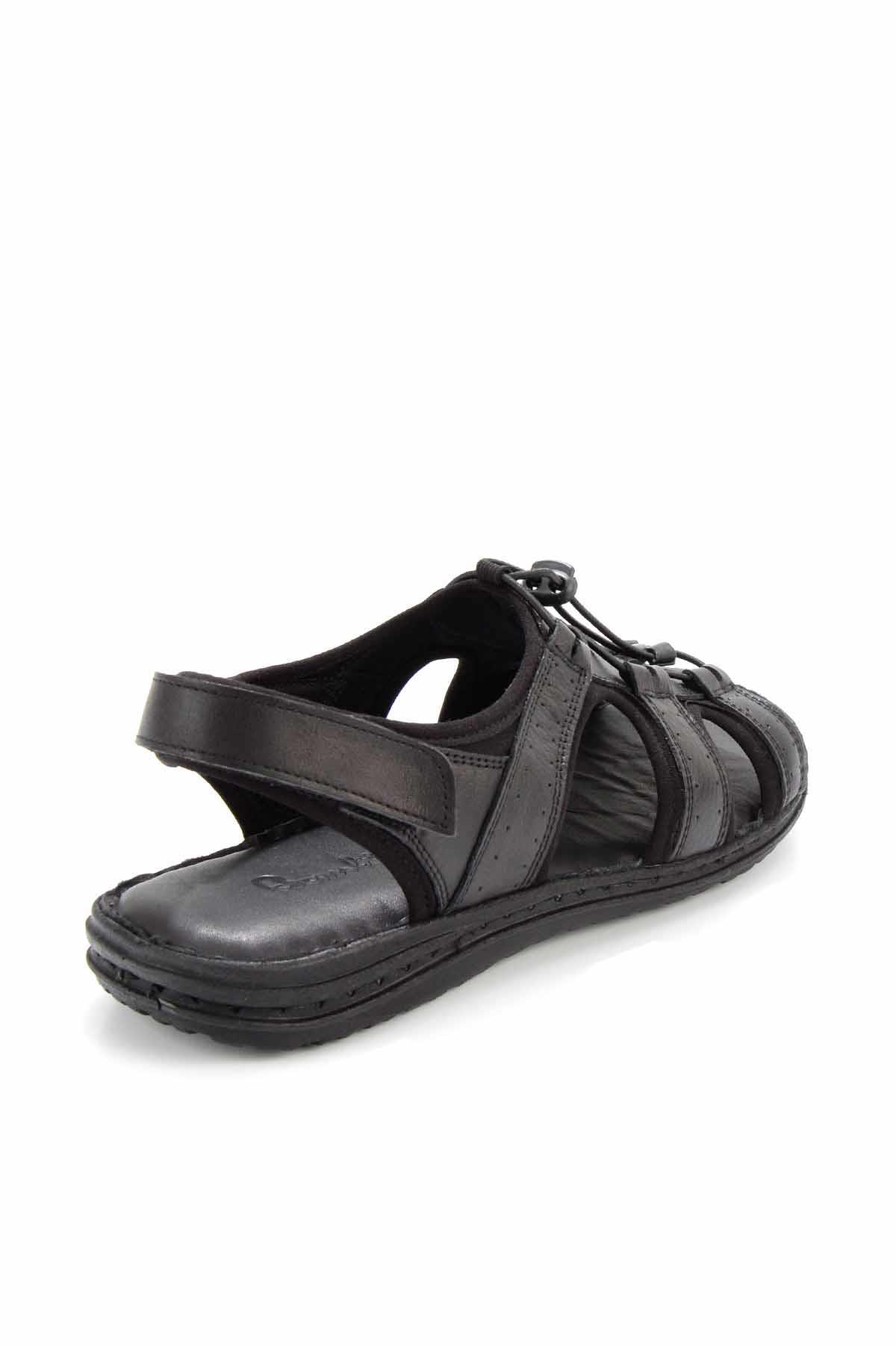 Siyah Hakiki Deri Erkek Sandalet E05272000203